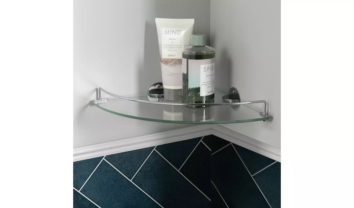 Argos Home Glass Bathroom Corner Storage Shelf - Chrome