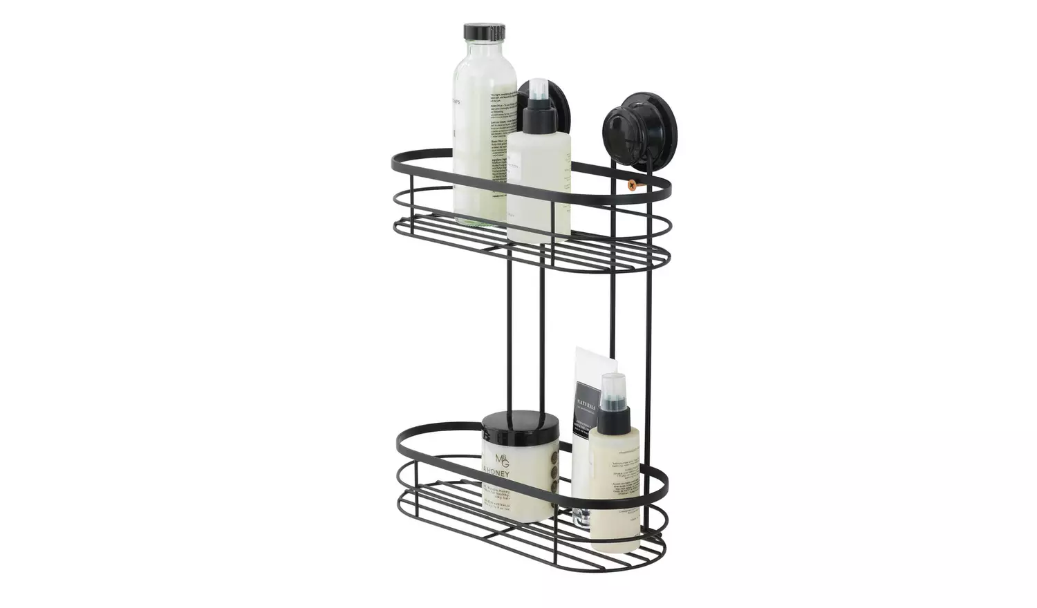 Argos Home Suction Cup Wire 2 Tier Shower Caddy – Black