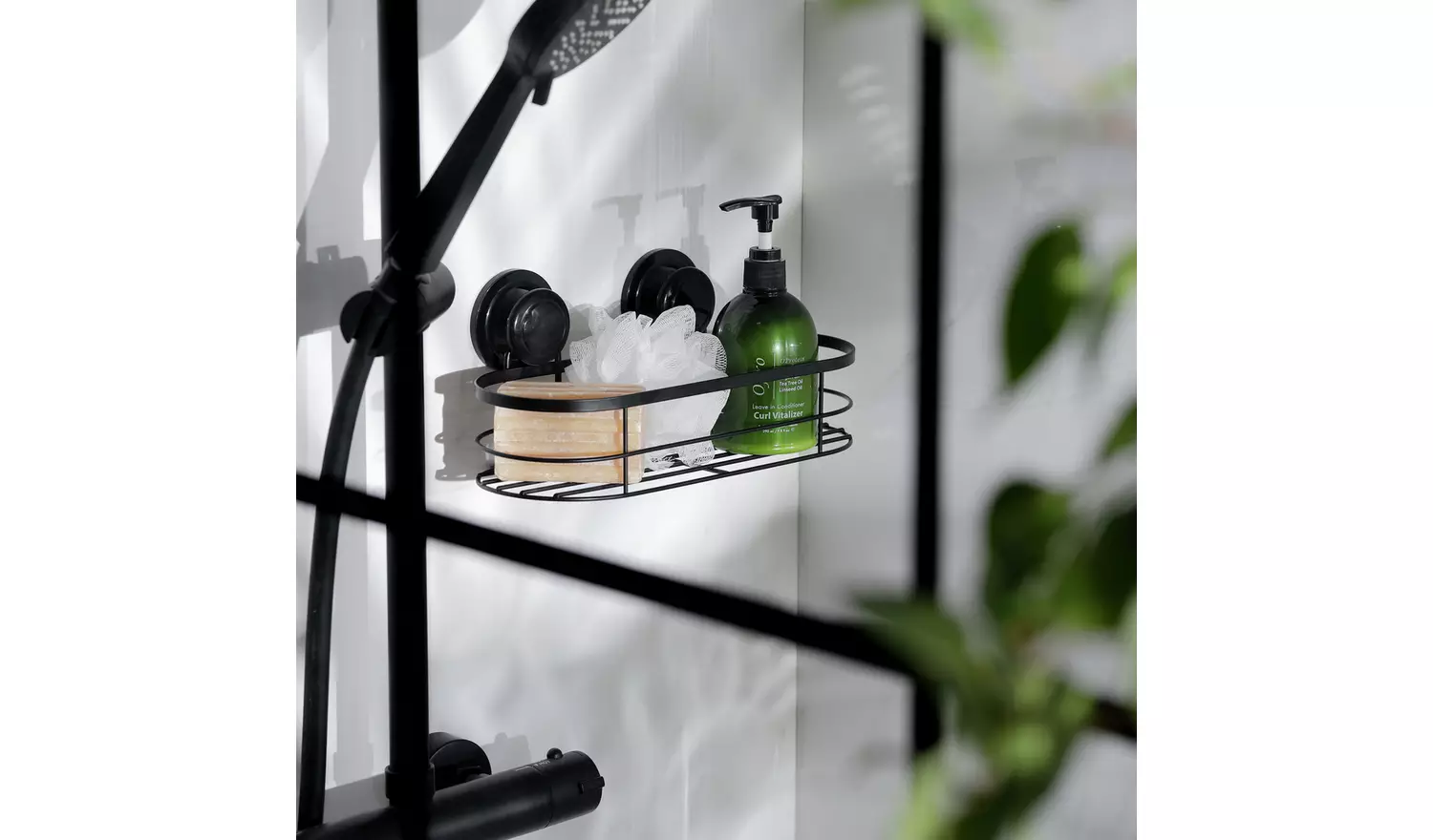 Argos Home Suction Cup Wire Shower Basket - Black