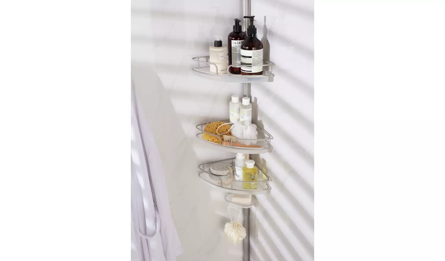 Argos Home Shower Organiser Pole - Matt Nickel