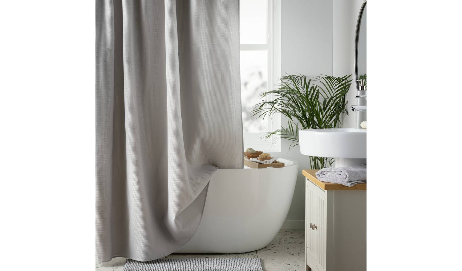 Argos Home Waffle Shower Curtain - Grey
