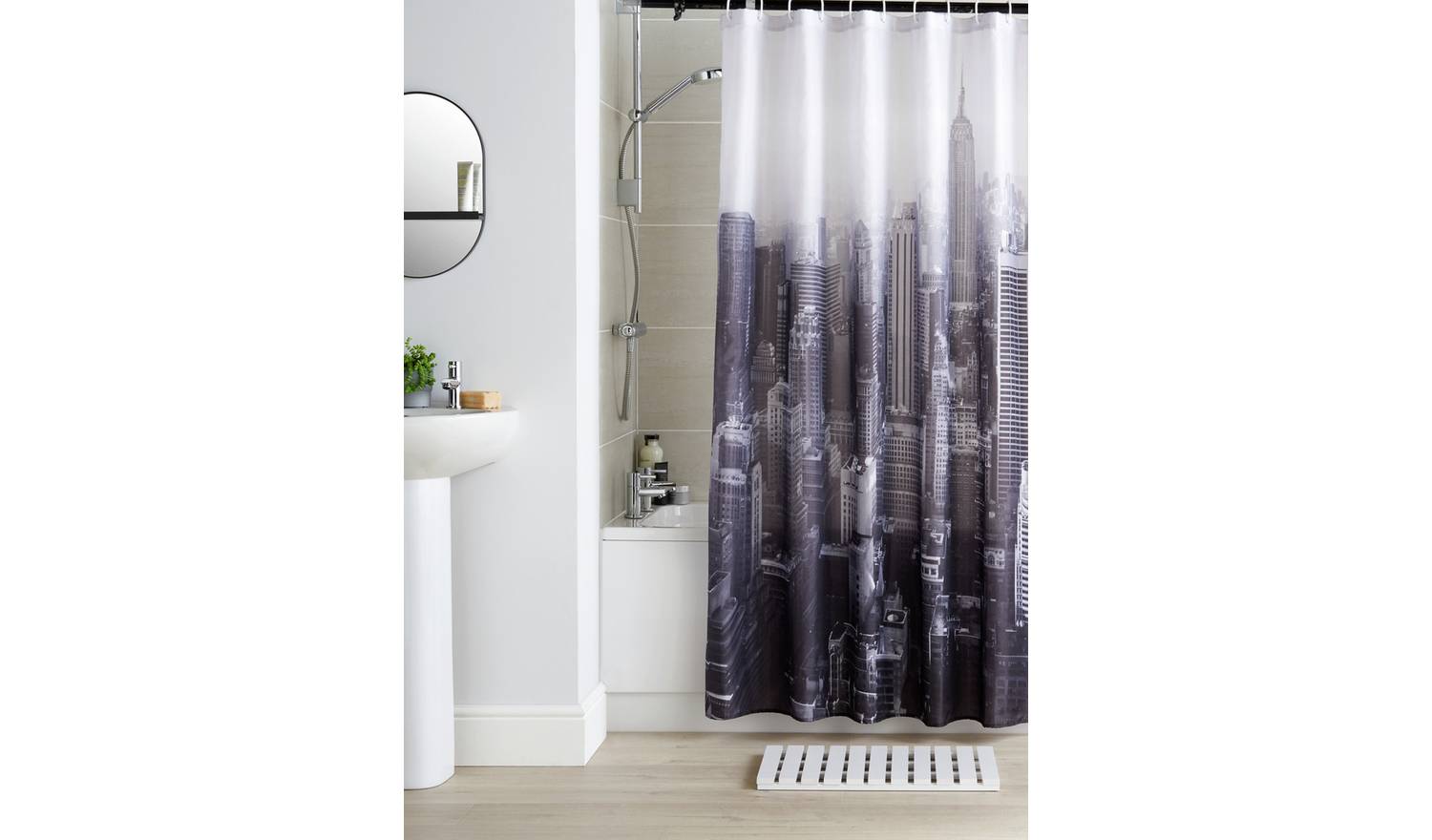Argos Home Photographic NYC Shower Curtain - Black & White