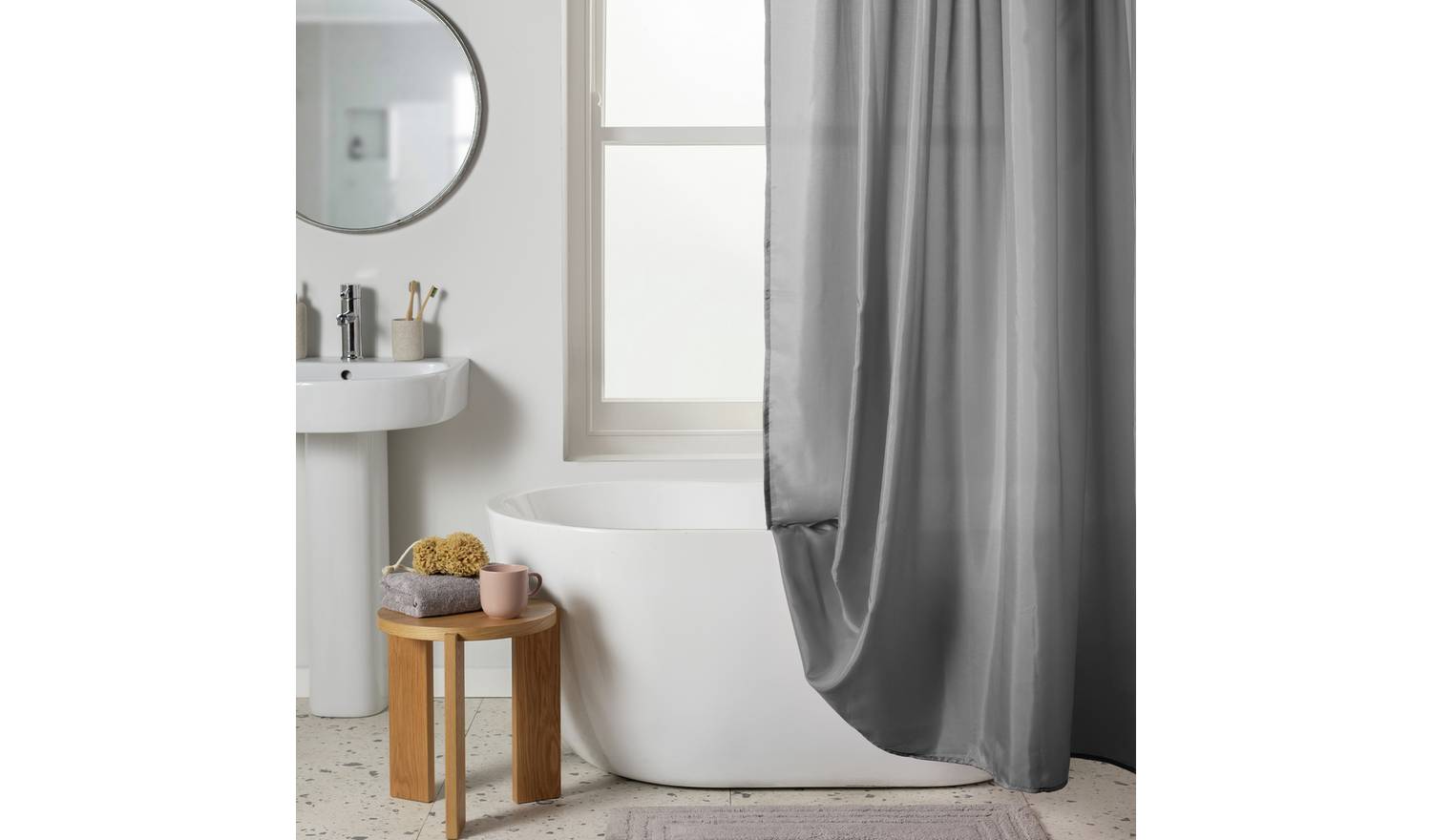 Argos Home Plain Shower Curtain - Flint Grey