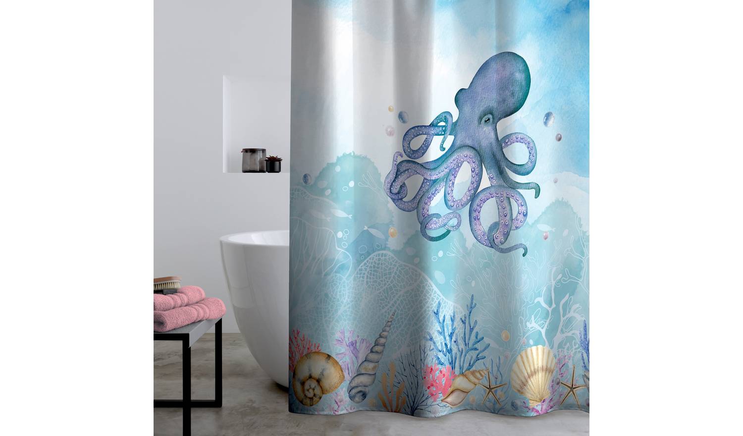 Catherine Lansfield Octopus Shower Curtain - Blue