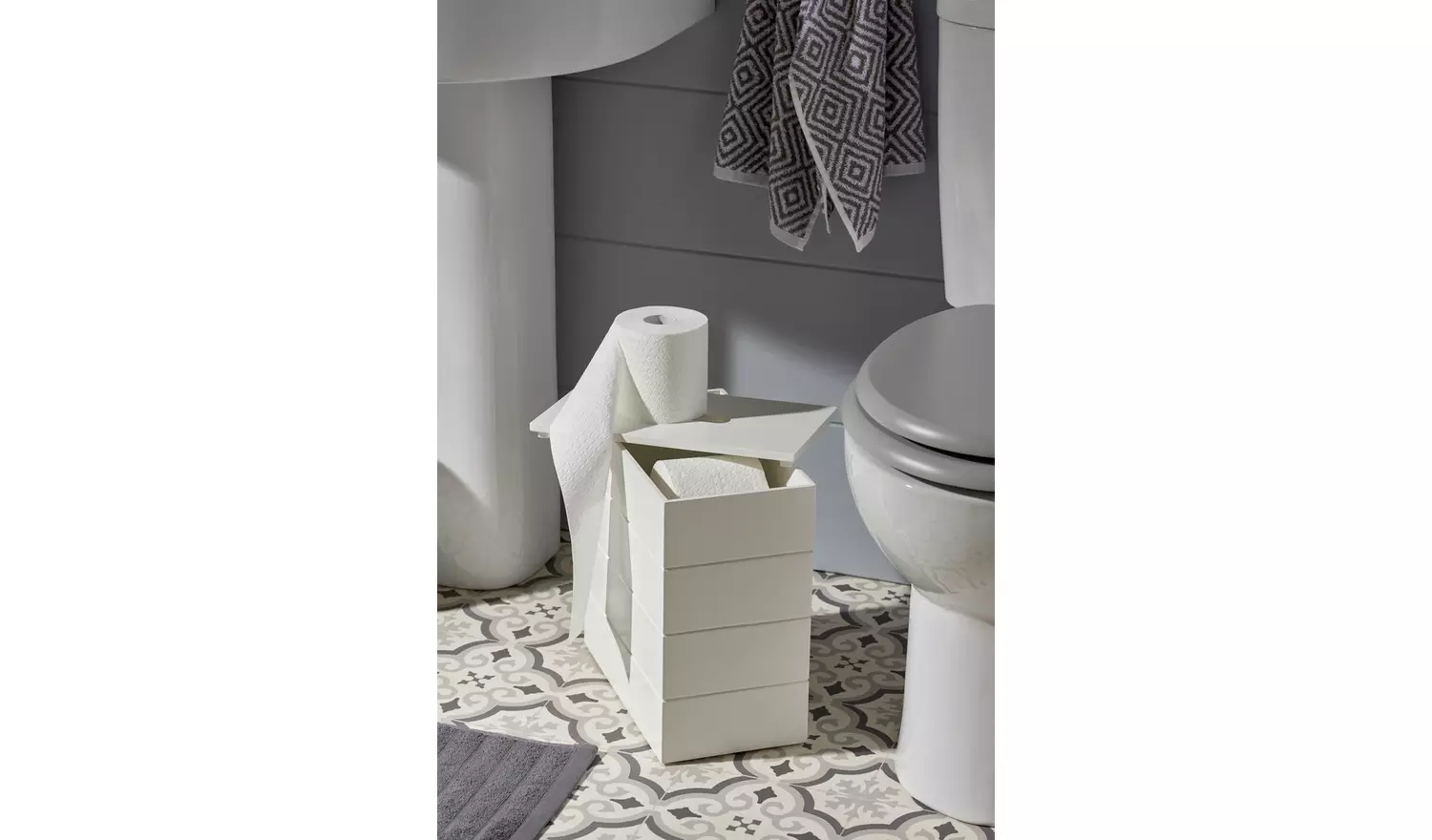 Argos Home Wooden Storage Cupboard Toilet Roll Holder -White