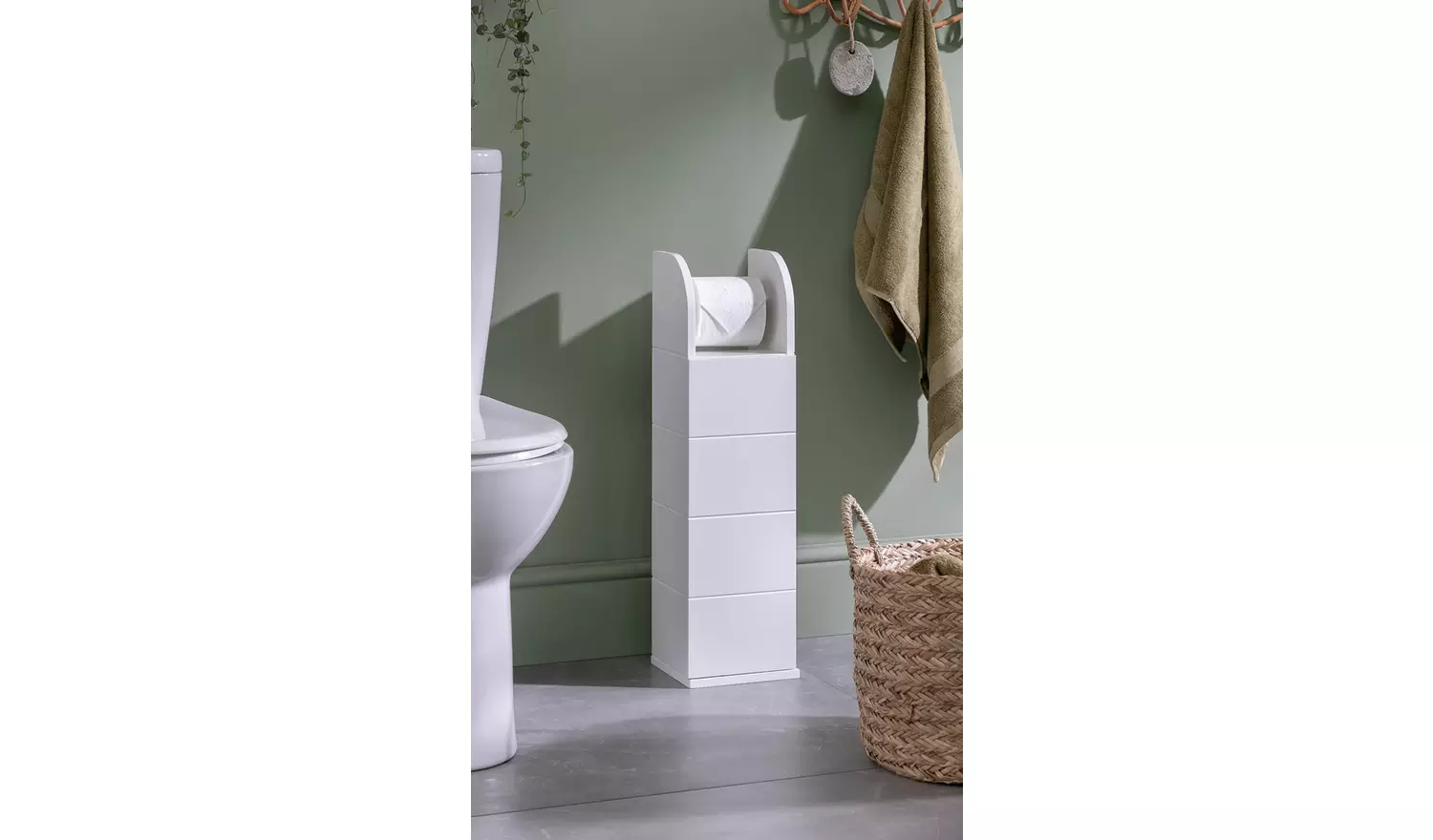 Habitat Tidy Cupboard with Toilet Roll Holder - White