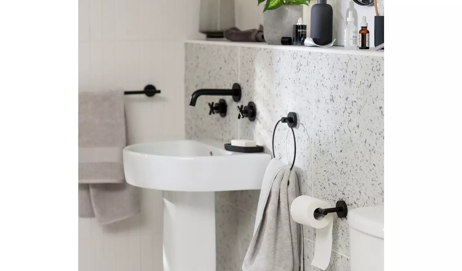 Habitat Metal Toilet Roll Holder - Matt Black