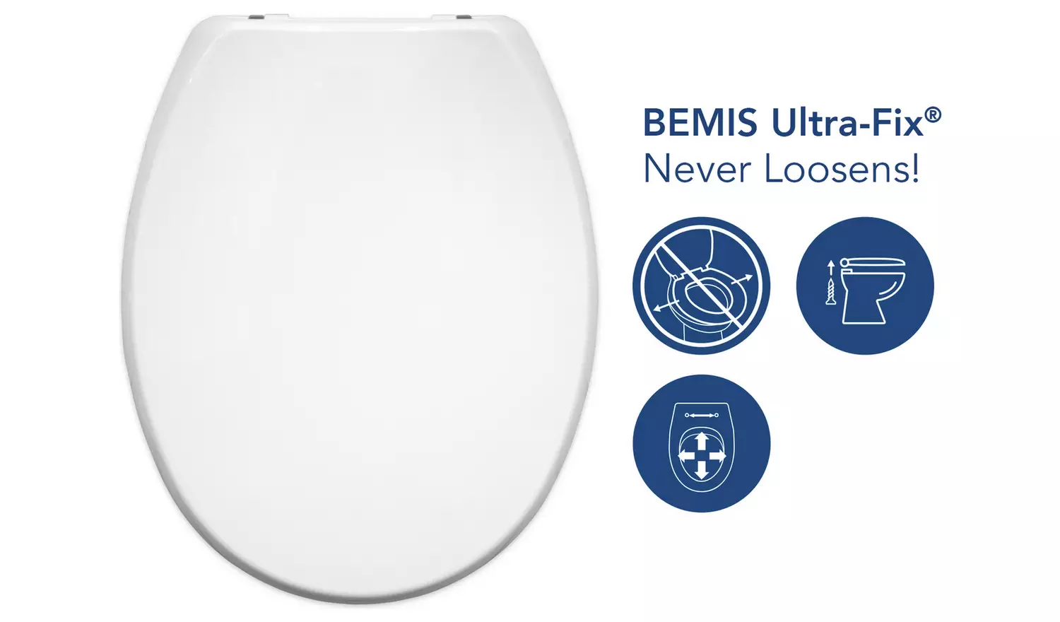 Bemis Buxton Toilet Seat with Ultra-Fix - White
