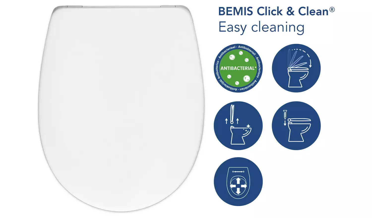 Bemis Click & Clean Classic Toilet Seat - White