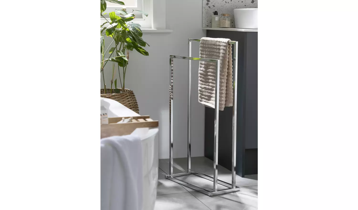Habitat 2 Tier Freestanding Towel Rail - Chrome