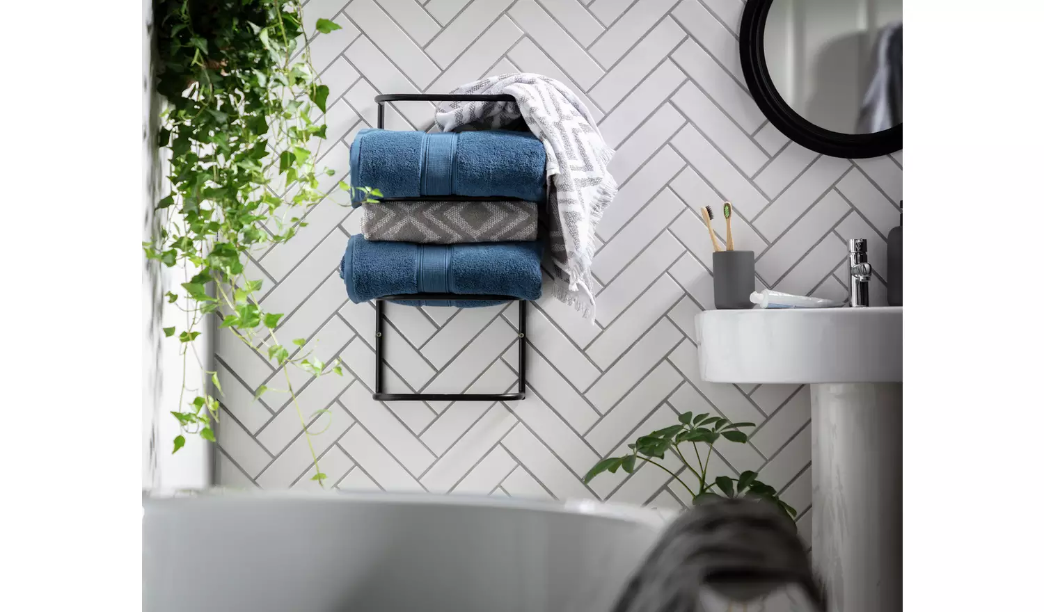 Habitat Wall Mountable Towel Holder - Matt Black