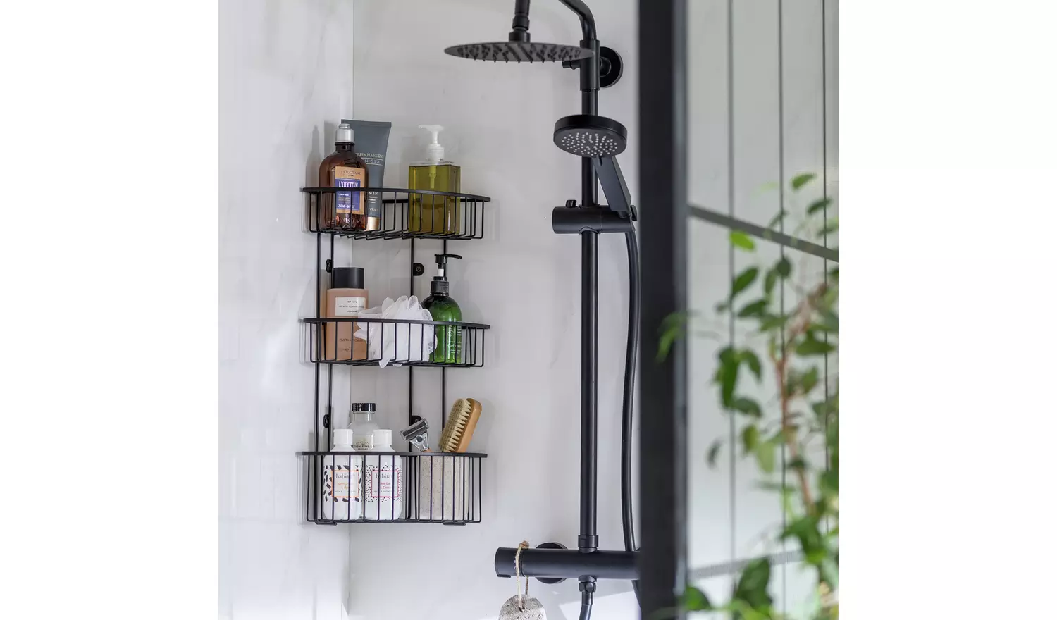 Argos Home 3 Tier Corner Shower Storage- Black