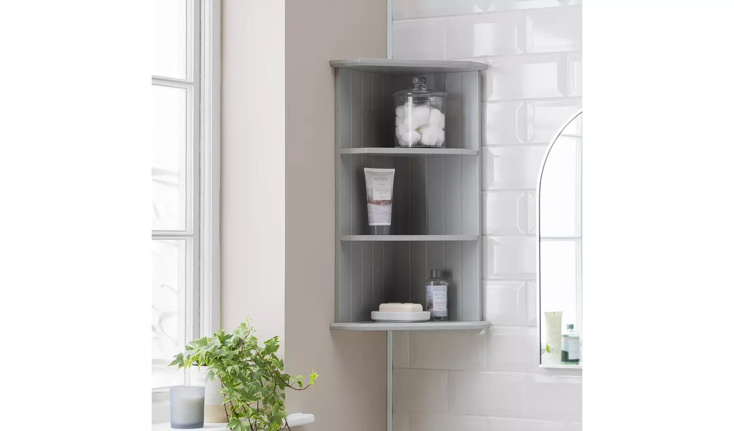 Argos Home Tongue And Groove Corner Shelves - Grey