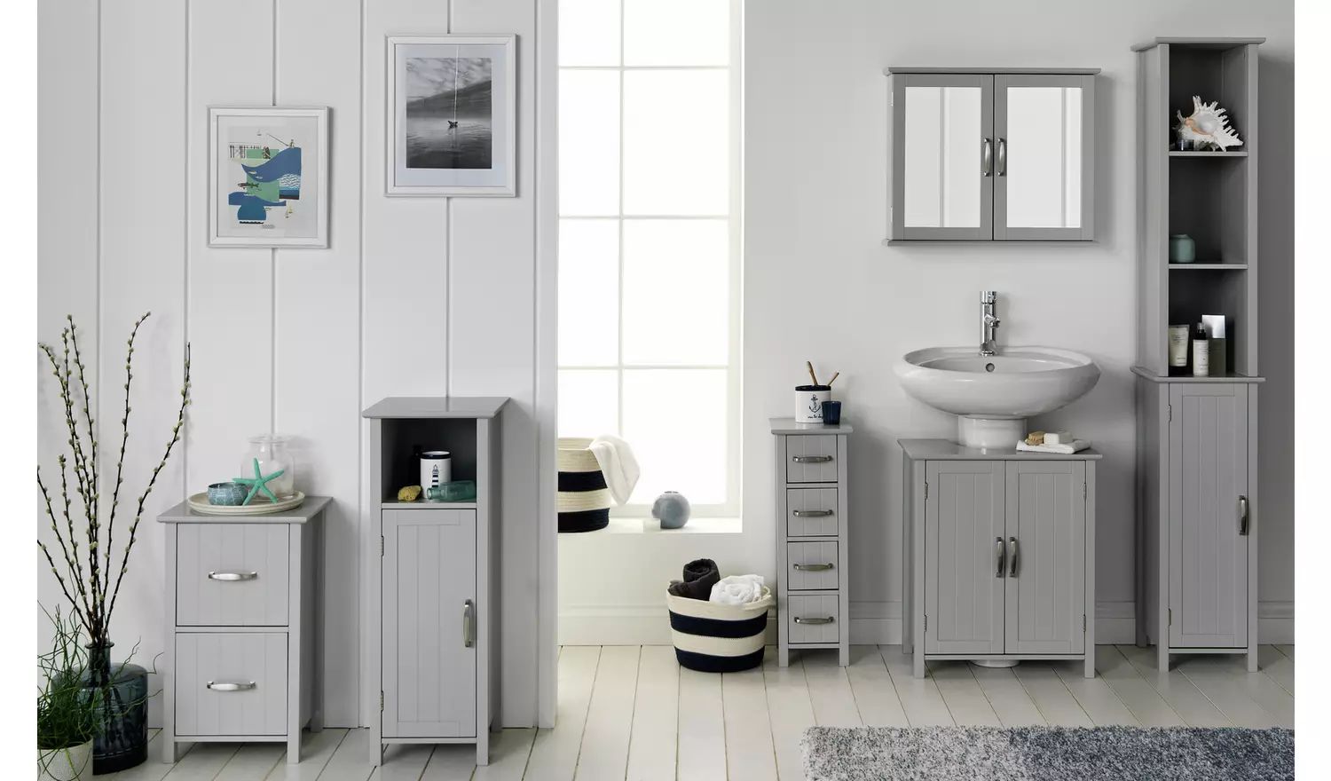 Argos Home Tongue & Groove Wall Cabinet - Grey