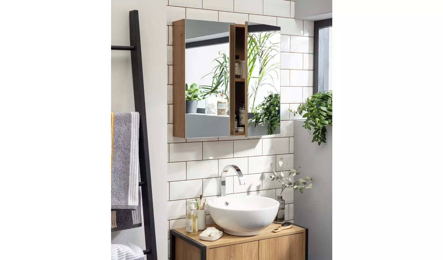 Argos Home Loft Living 2 Door Mirrored Cabinet - Oak