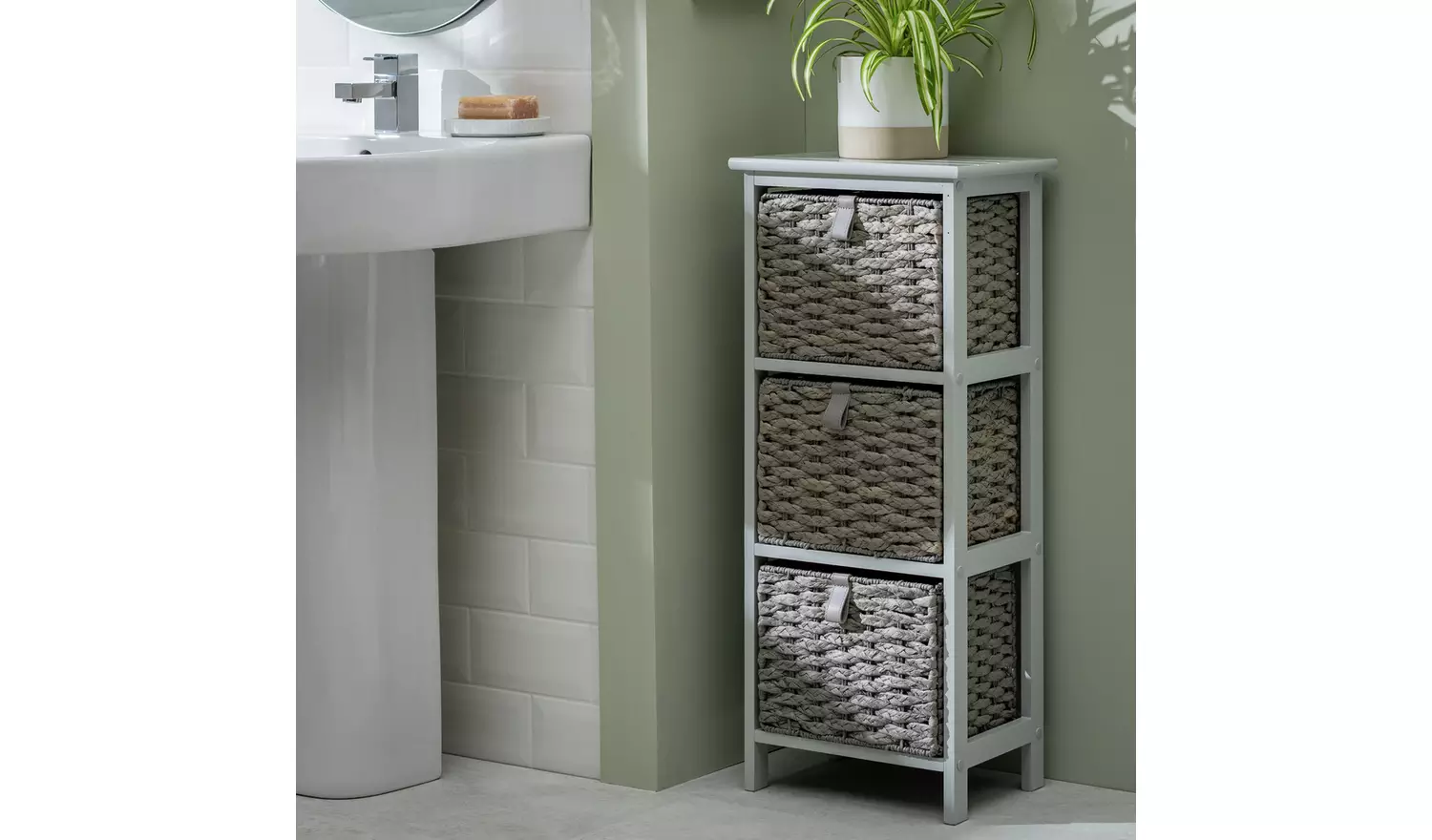 Argos Home Tongue and Groove Bathroom Storage Unit - Grey
