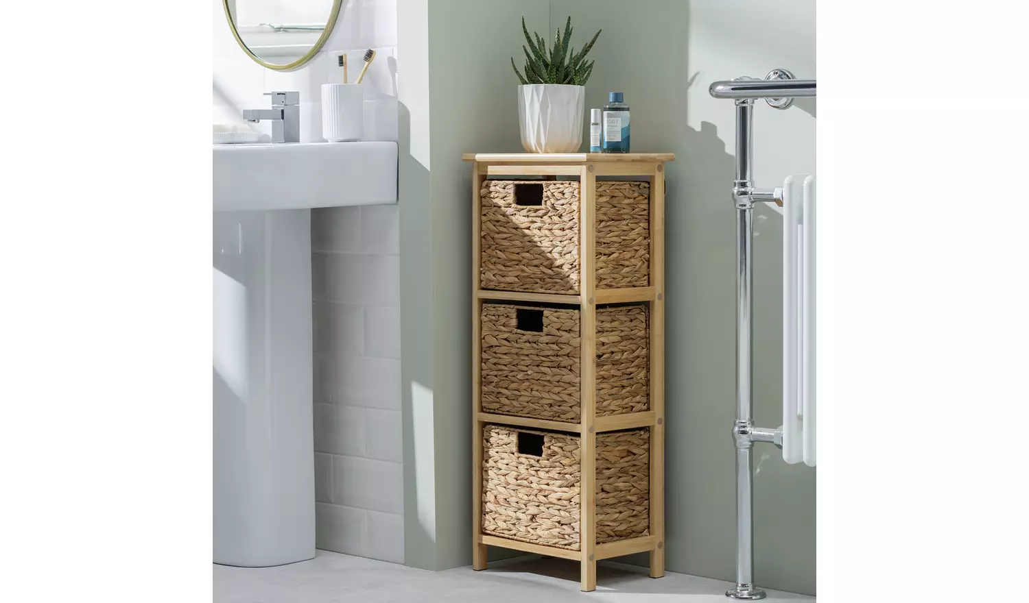 Habitat Bamboo 3 Drawer Bathroom Storage Unit - Natural