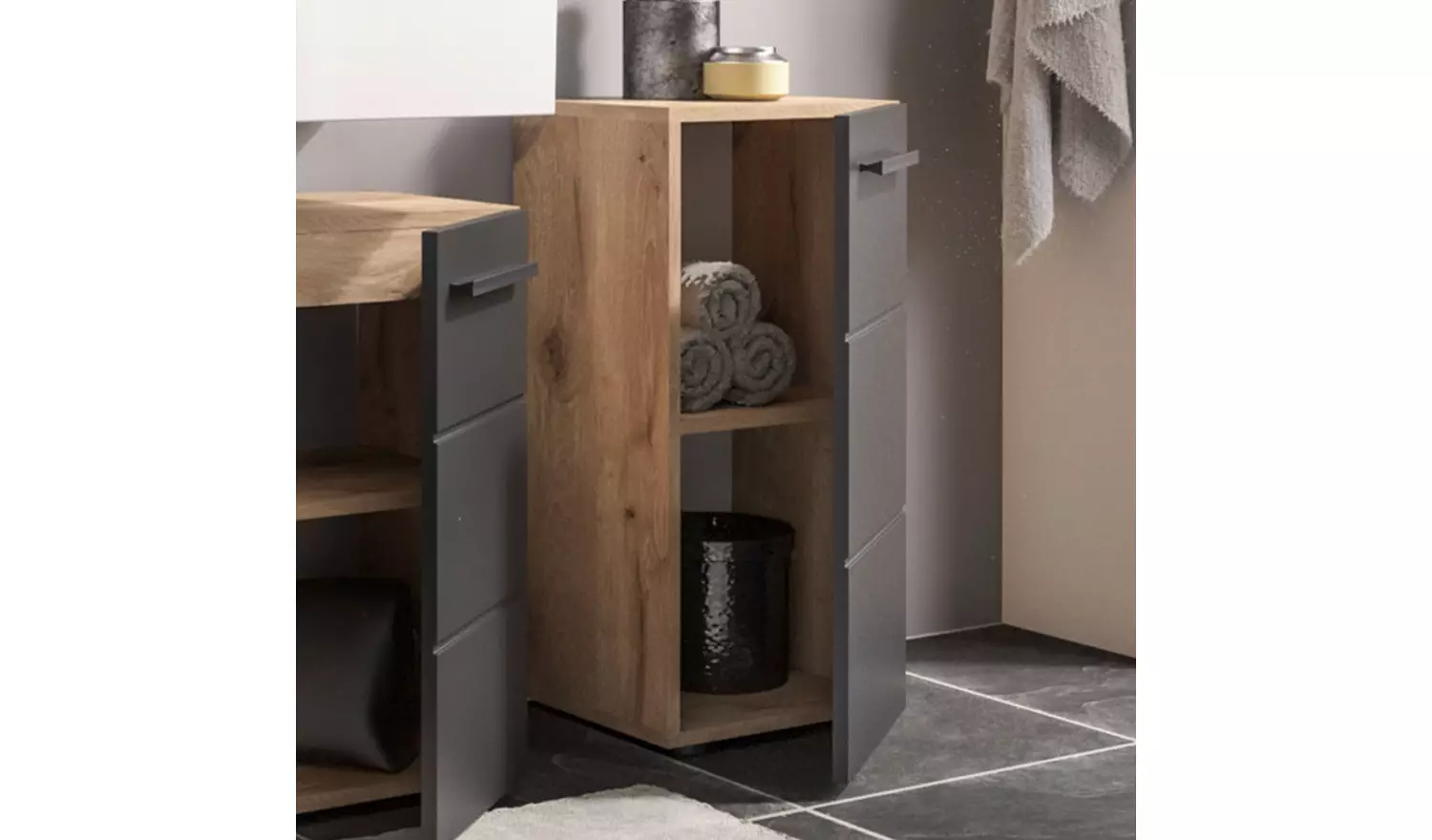 Julian Bowen Vista Single Unit - Black & Oak