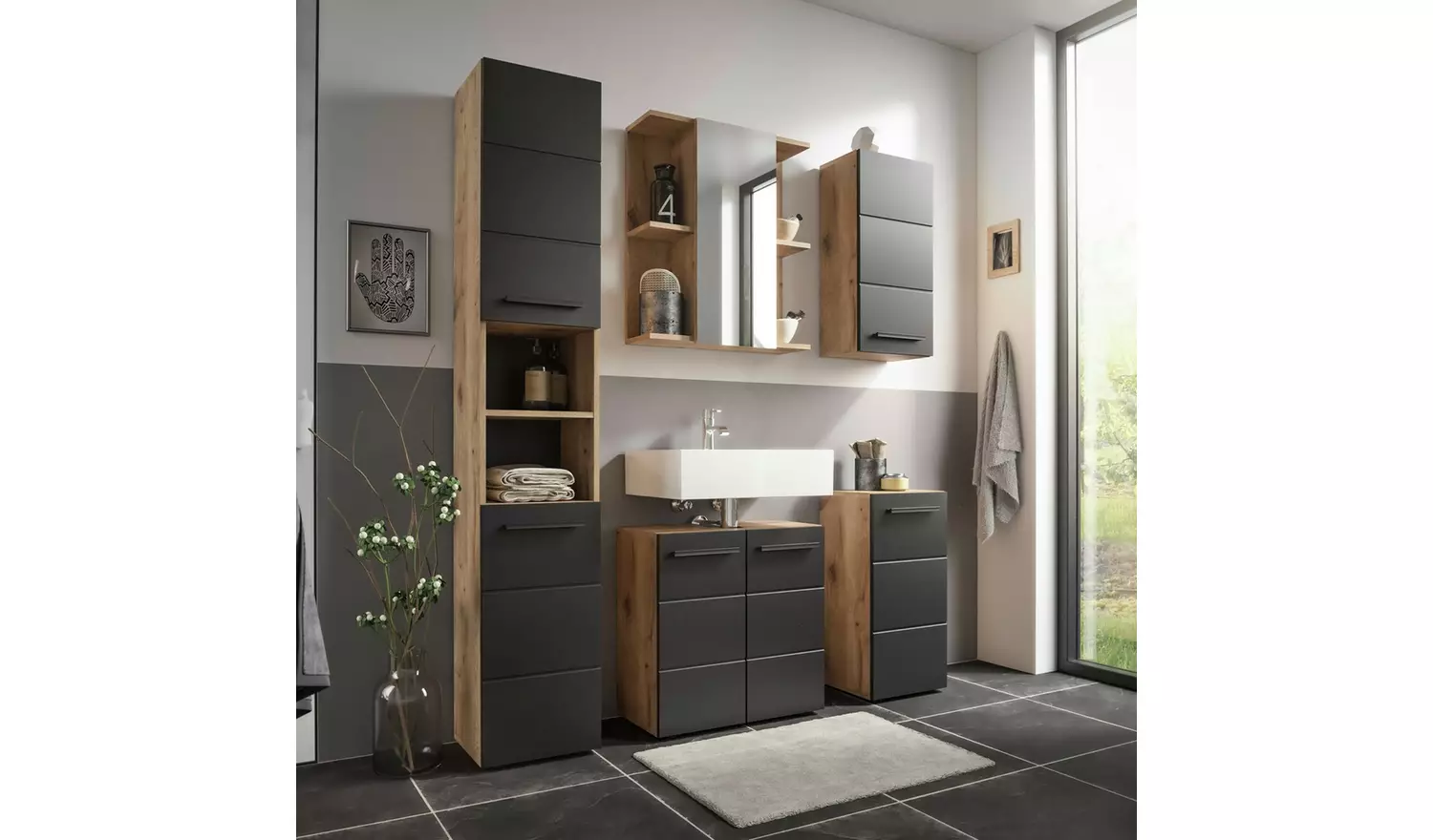 Julian Bowen Vista Single Unit - Black & Oak
