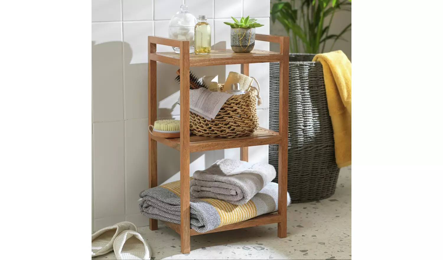 Habitat Mango Wood Bathroom Storage Shelf Unit - Natural