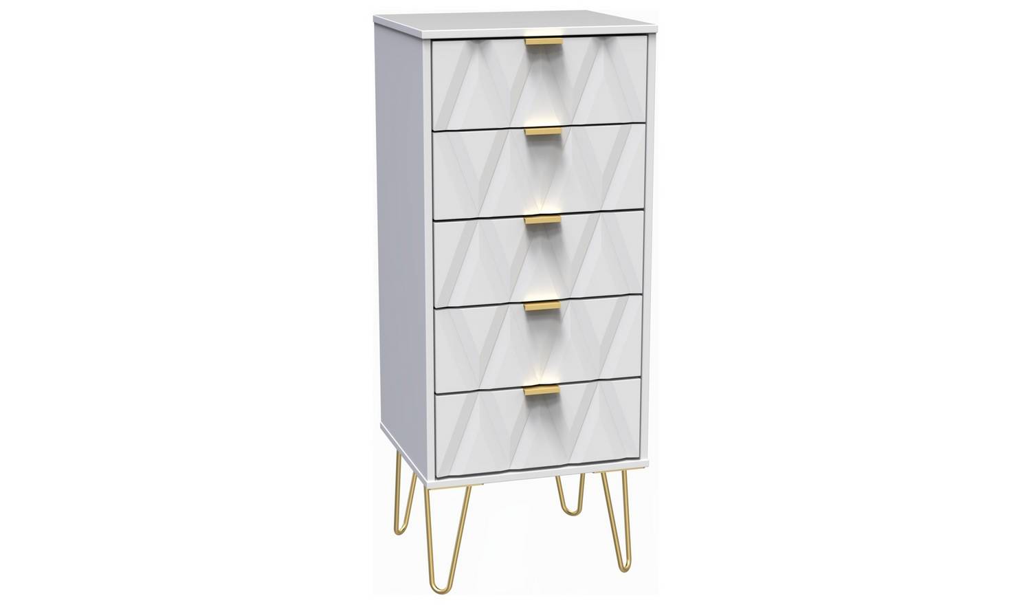 Livara Shimmer 5 Drawer Tallboy - White