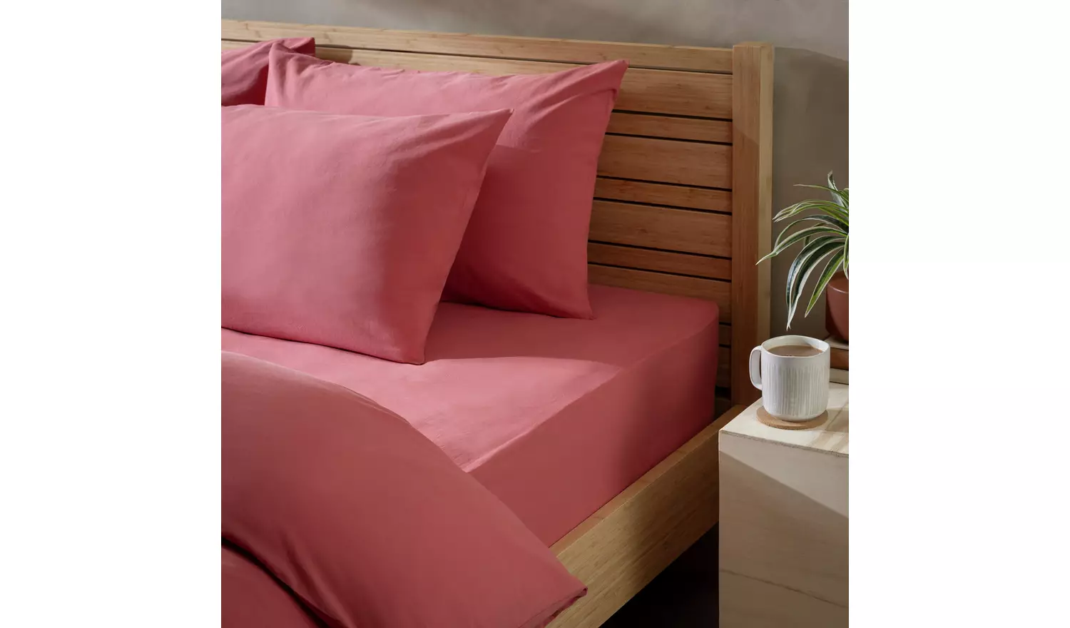 Habitat Washed Cotton Cinnamon Fitted Sheet - Superking