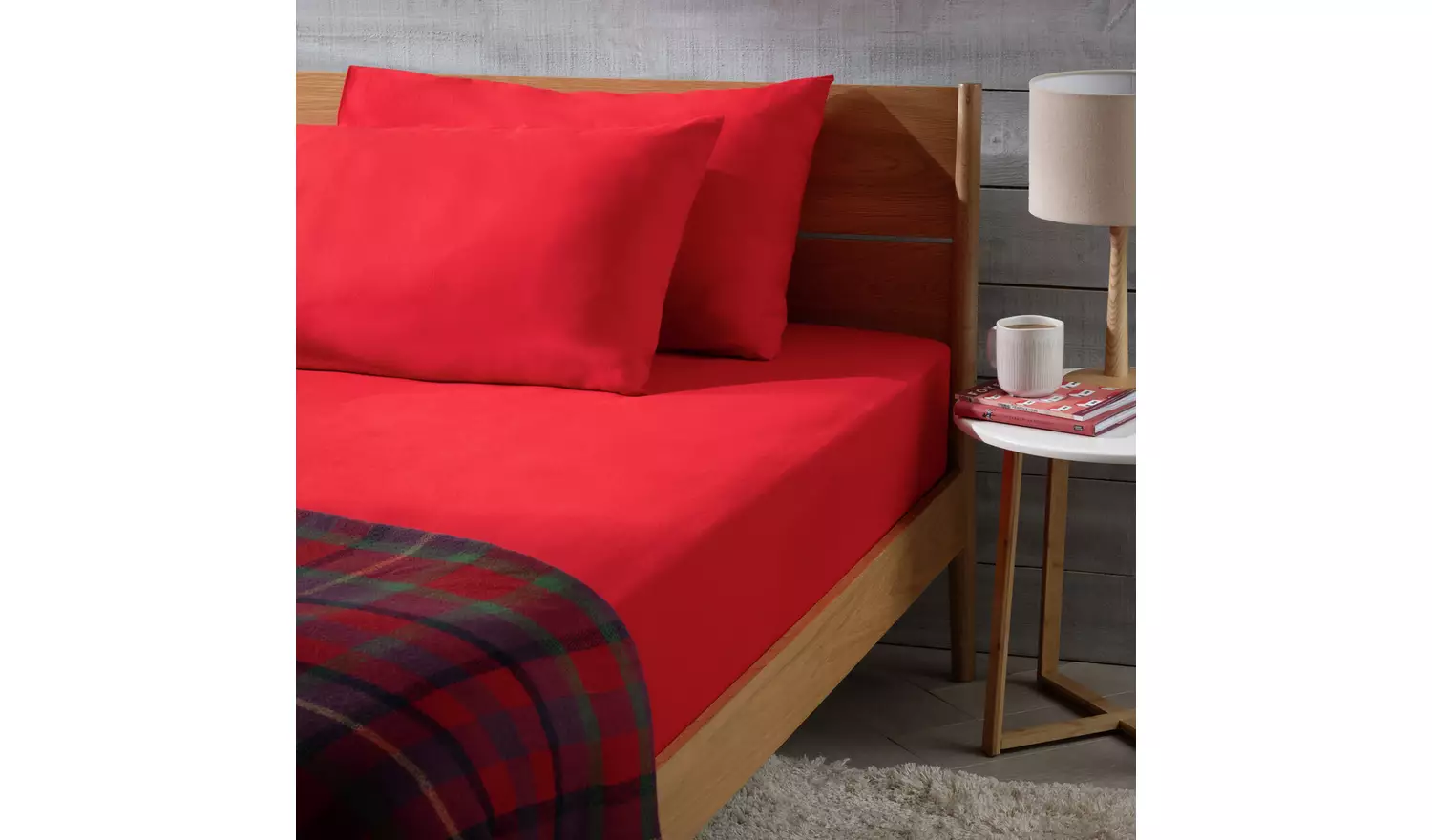 Habitat Soft and Cosy Brushed Cotton Red Fitted Sheet - D