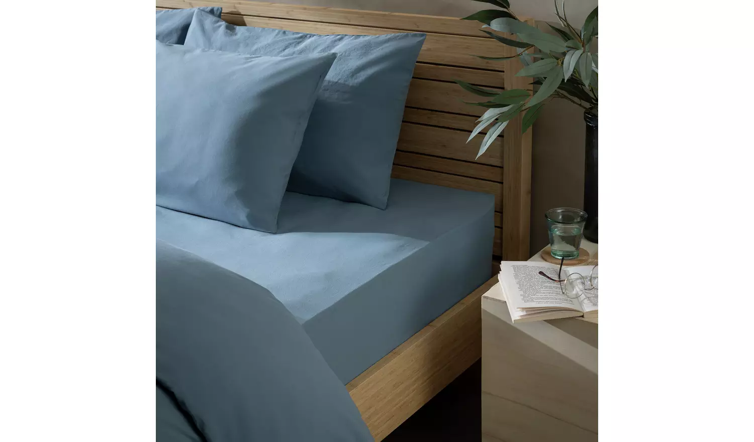 Habitat Cotton Rich 180 TC Denim Fitted Sheet - Double