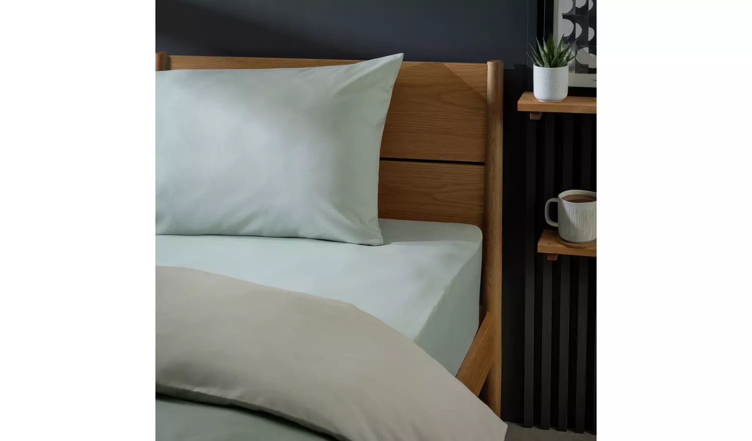 Habitat Polycotton Sage Fitted Sheet - King size