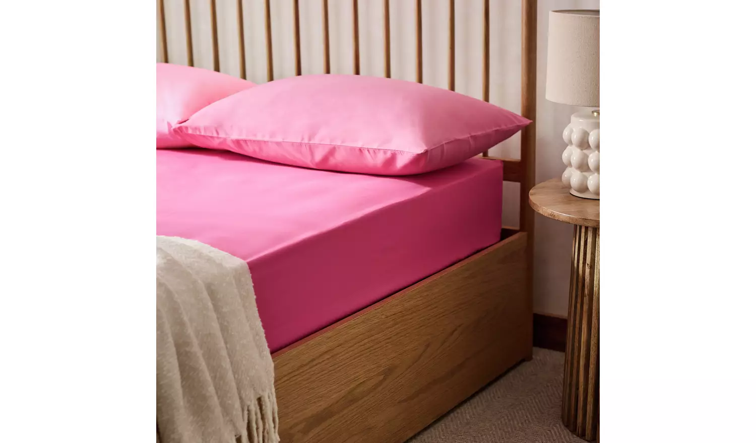 Habitat Extra Deep Plain Pink Fitted Sheet - King size