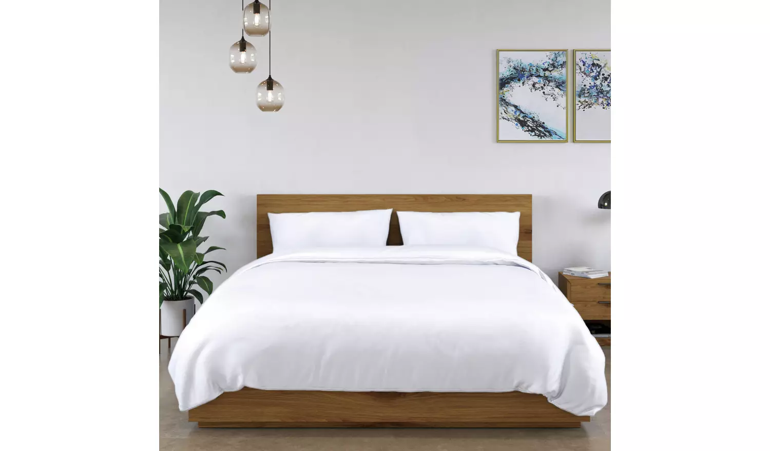 Panda London Bamboo 320 TC White Fitted Sheet - Single