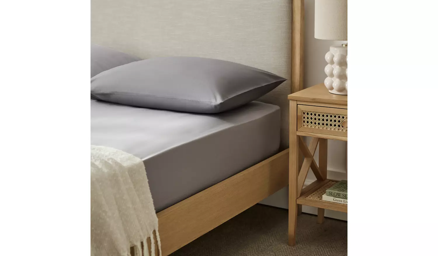 Habitat Polycotton Extra Deep Grey Fitted Sheet - Double