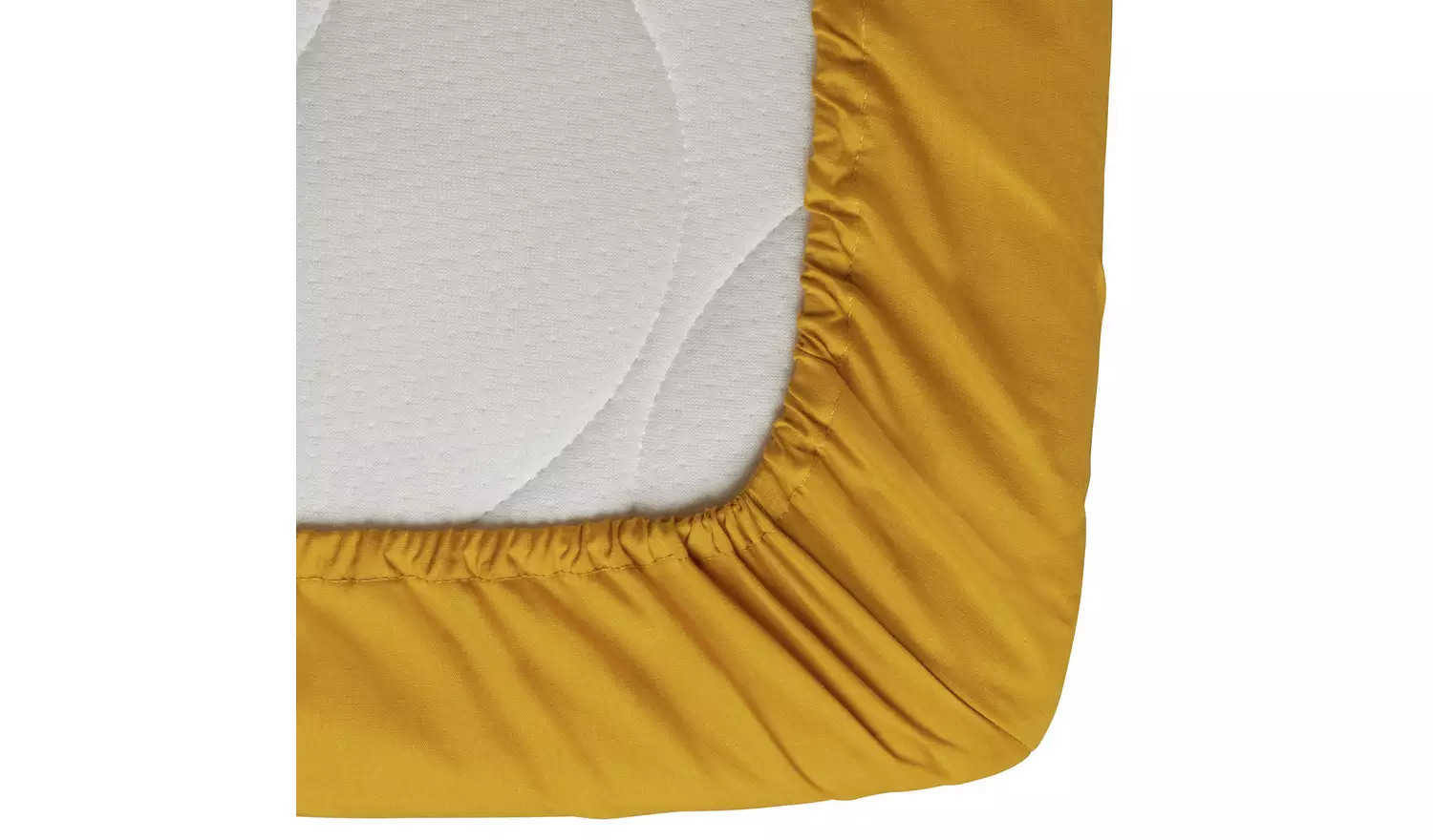Habitat Cotton Rich 180 TC Plain Mustard Fitted Sheet-Double