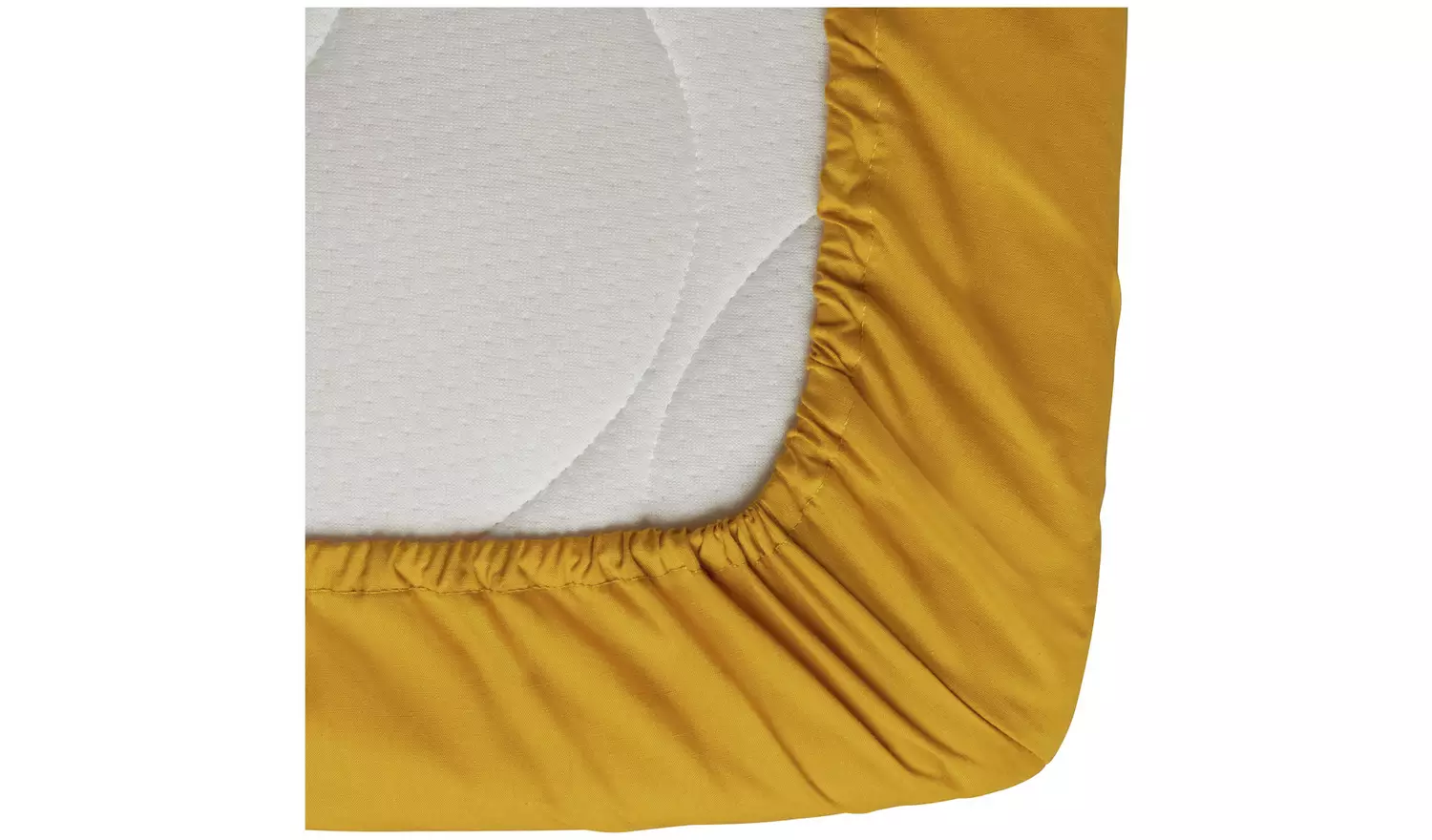 Habitat Cotton Rich 180 TC Plain Mustard Fitted Sheet-Single