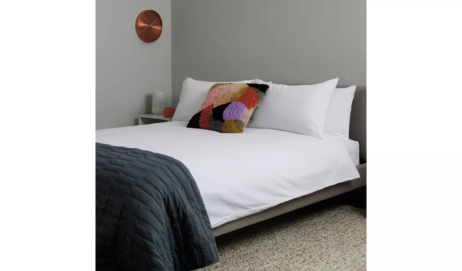 Habitat Stonewashed Plain White Flat Sheet - Single