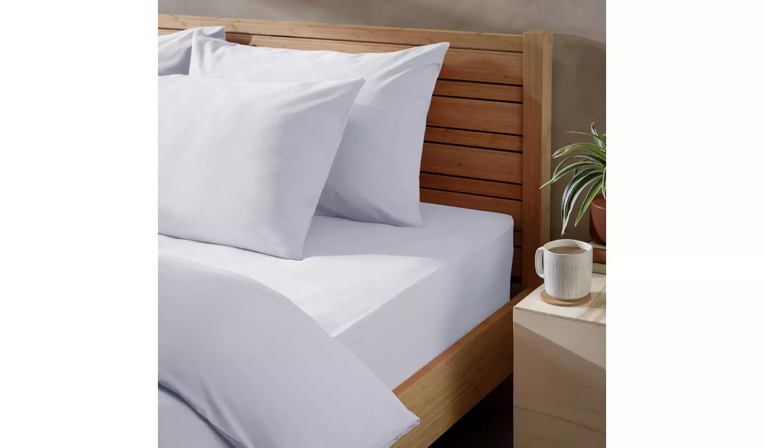 Habitat Washed Plain White Fitted Sheet - Double