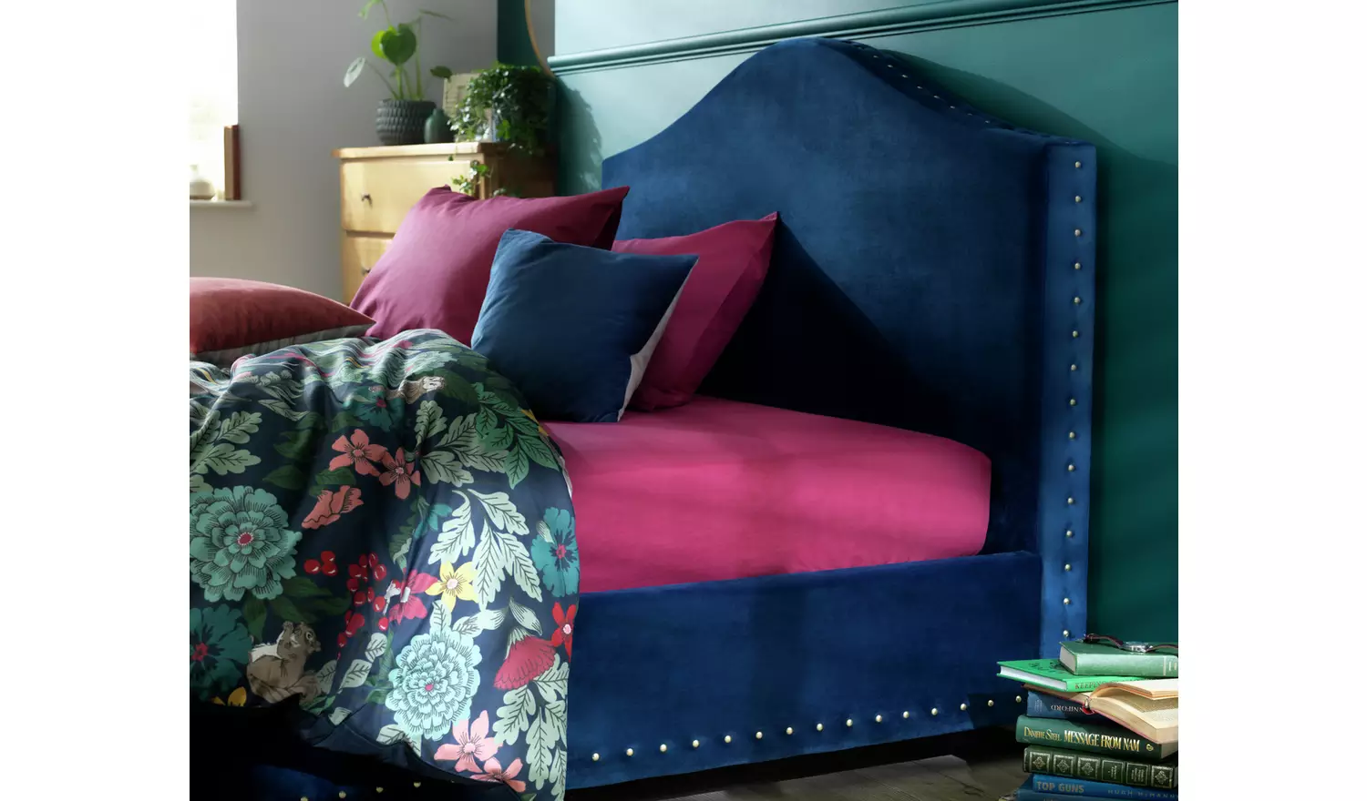 Habitat Cotton Rich 180 TC Plain Berry Fitted Sheet - Single