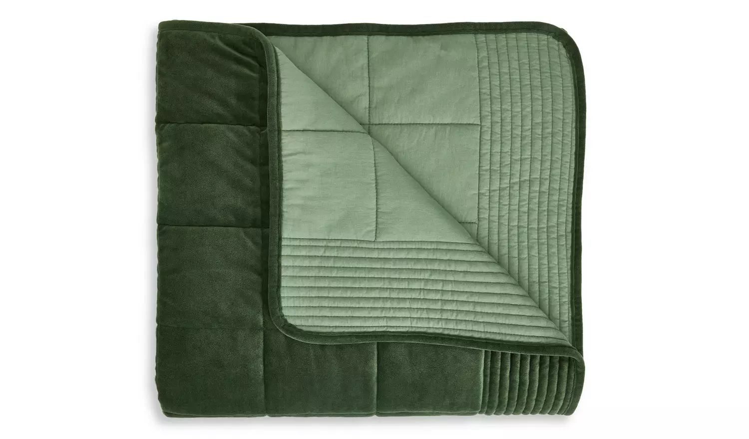 Habitat Velvet Bedspread - Green - 150X200cm