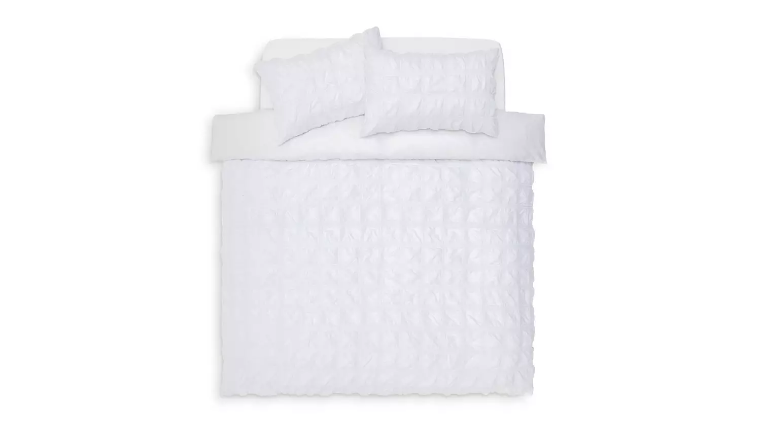 Habitat Seersucker Square White Bedding Set - Double