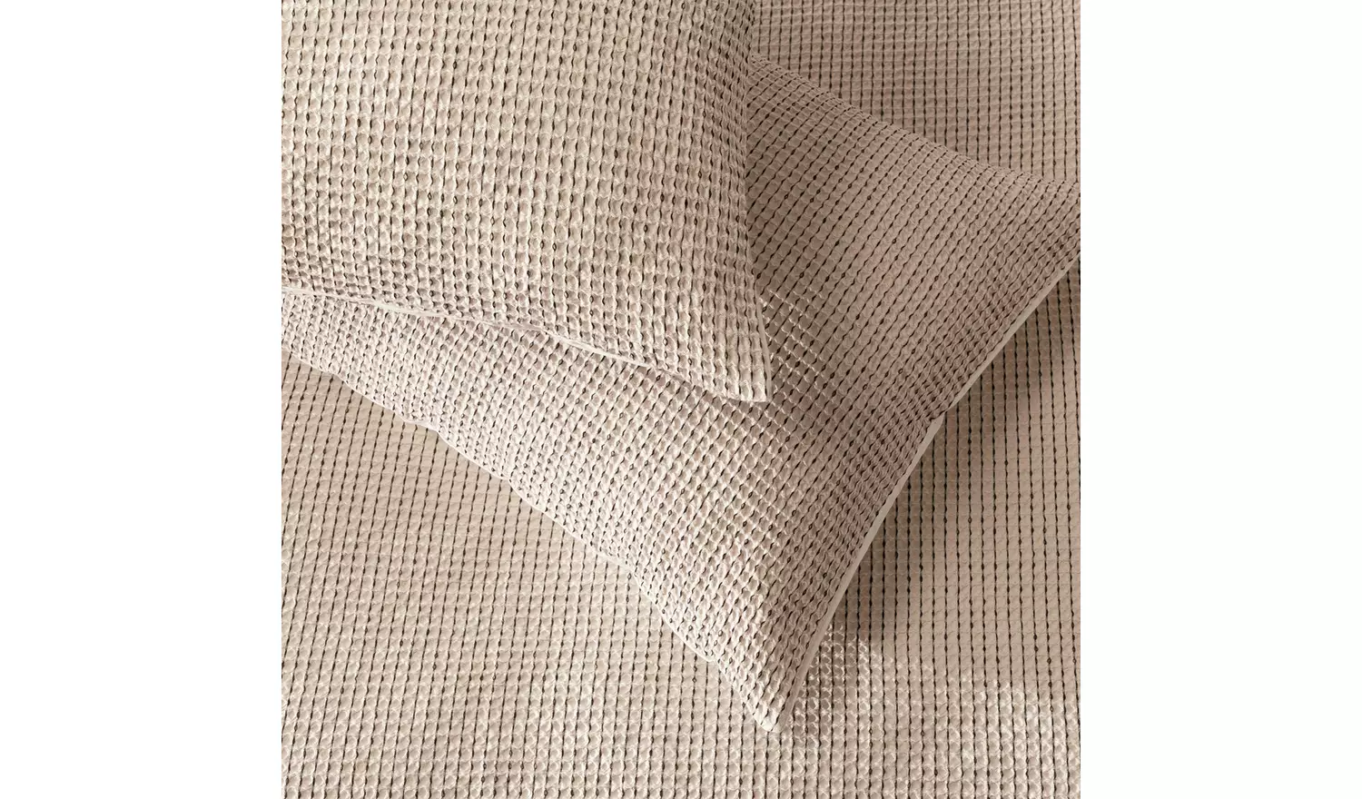 Habitat Cotton Contrast Waffle Beige Bedding Set - King size