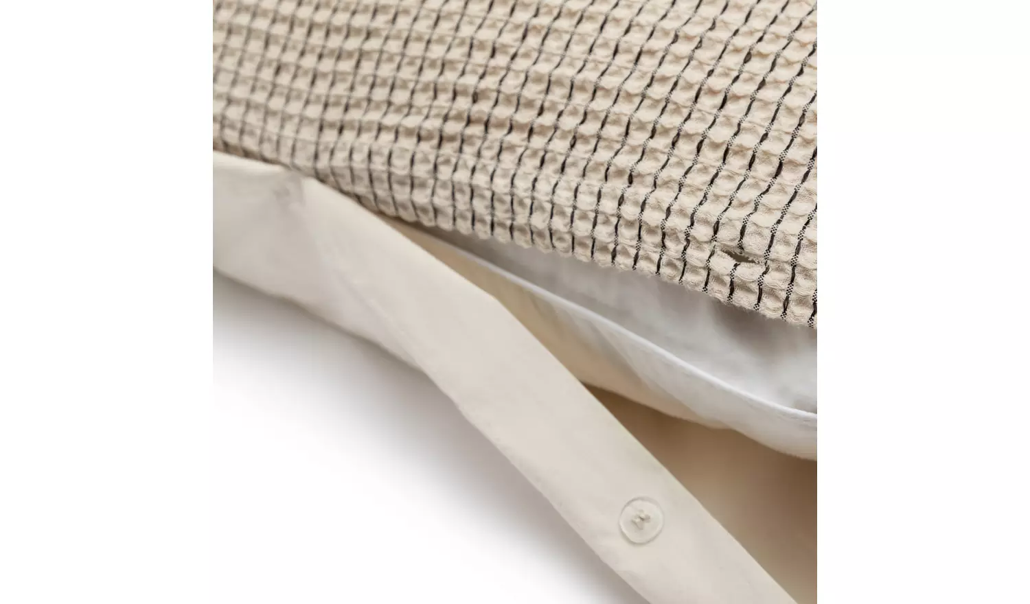 Habitat Cotton Contrast Waffle Beige Bedding Set - King size