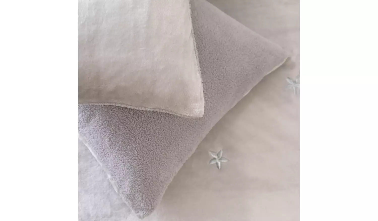 Argos Home Embroidery Star Fleece Grey Bedding Set - King