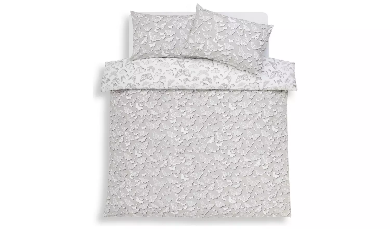 Argos Home Shadow Butterflies Grey Bedding Set - Double