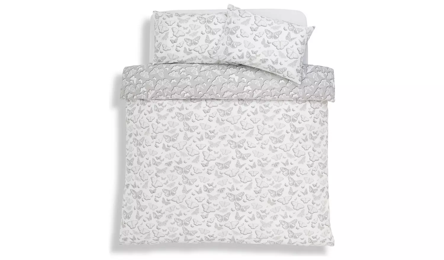 Argos Home Shadow Butterflies Grey Bedding Set - Double