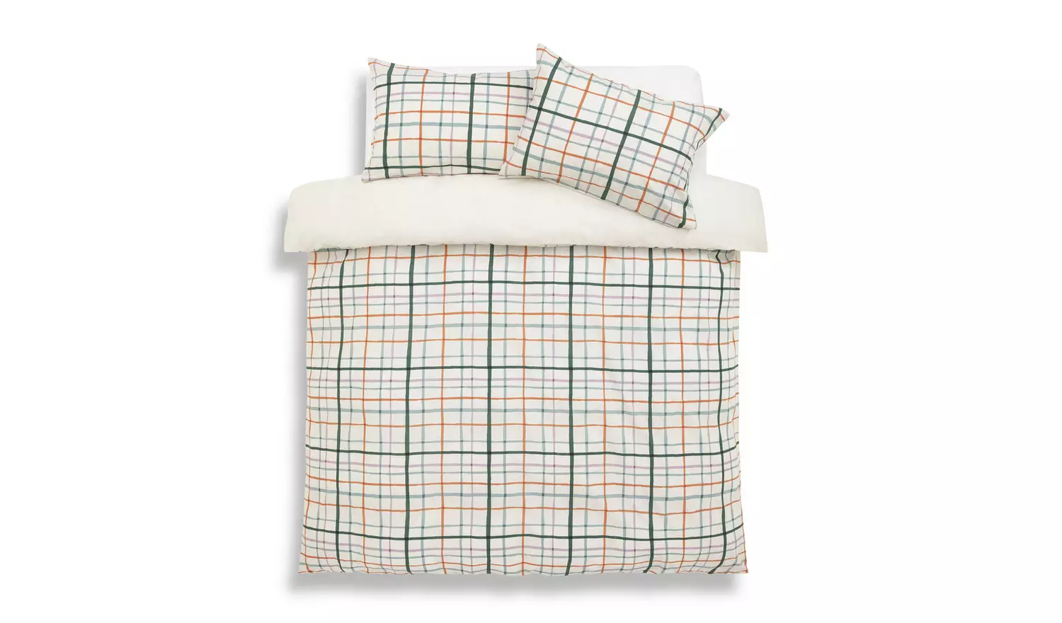 Habitat Painted Check White Bedding Set - Single