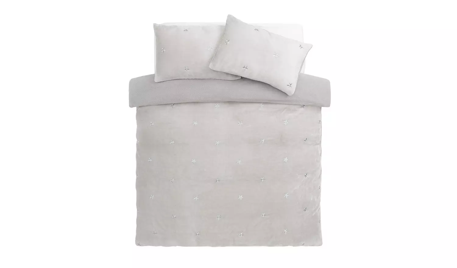 Argos Home Embroidery Star Fleece Grey Bedding Set - Single