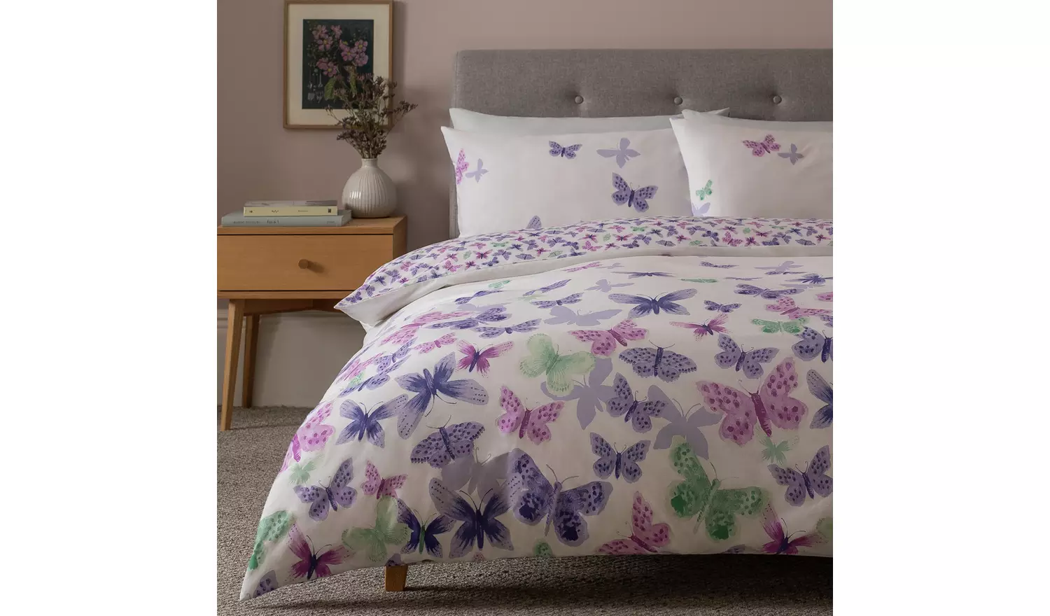 Argos Home Watercolour Butterflies Bedding Set- Double