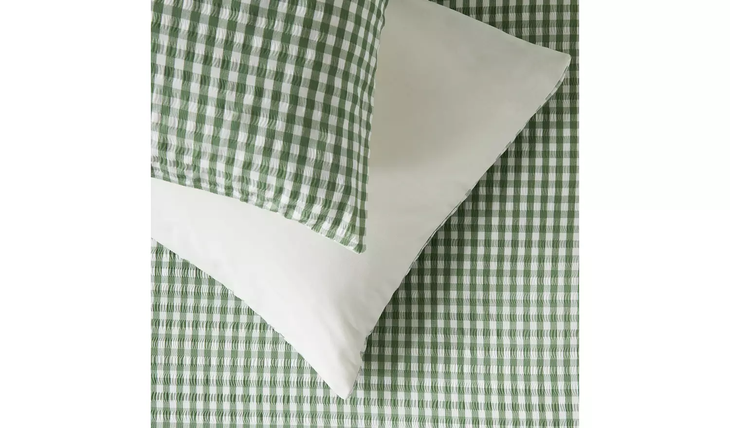 Habitat Seersucker Gingham Woven Green Bedding Set - King