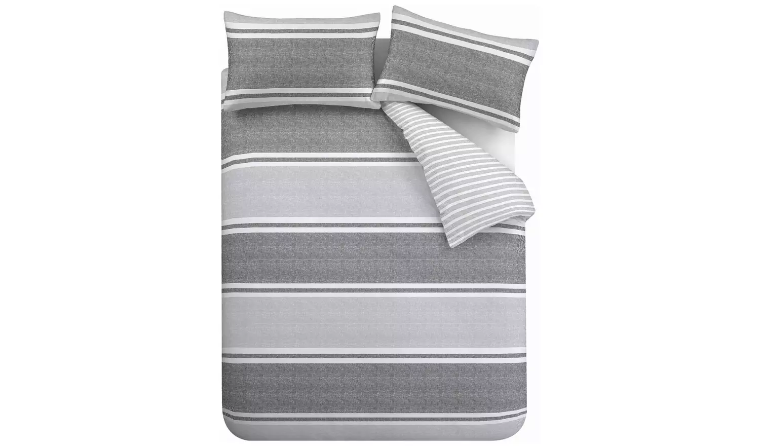 Catherine Lansfield Textured Bands Grey Bedding Set - Double