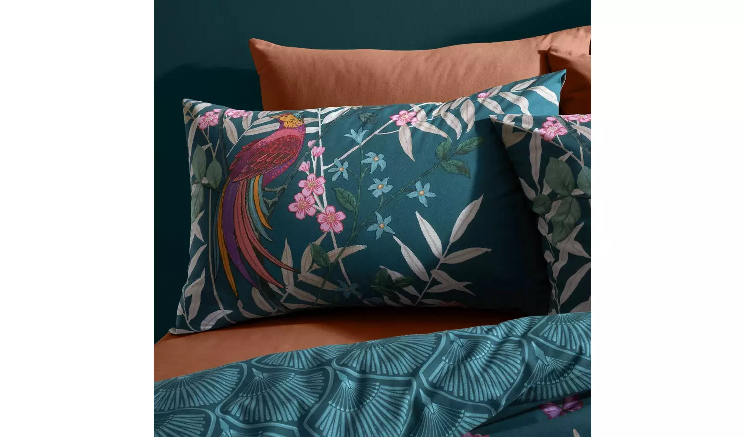 Catherine Lansfield Tropical Birds Green Bedding Set- Double
